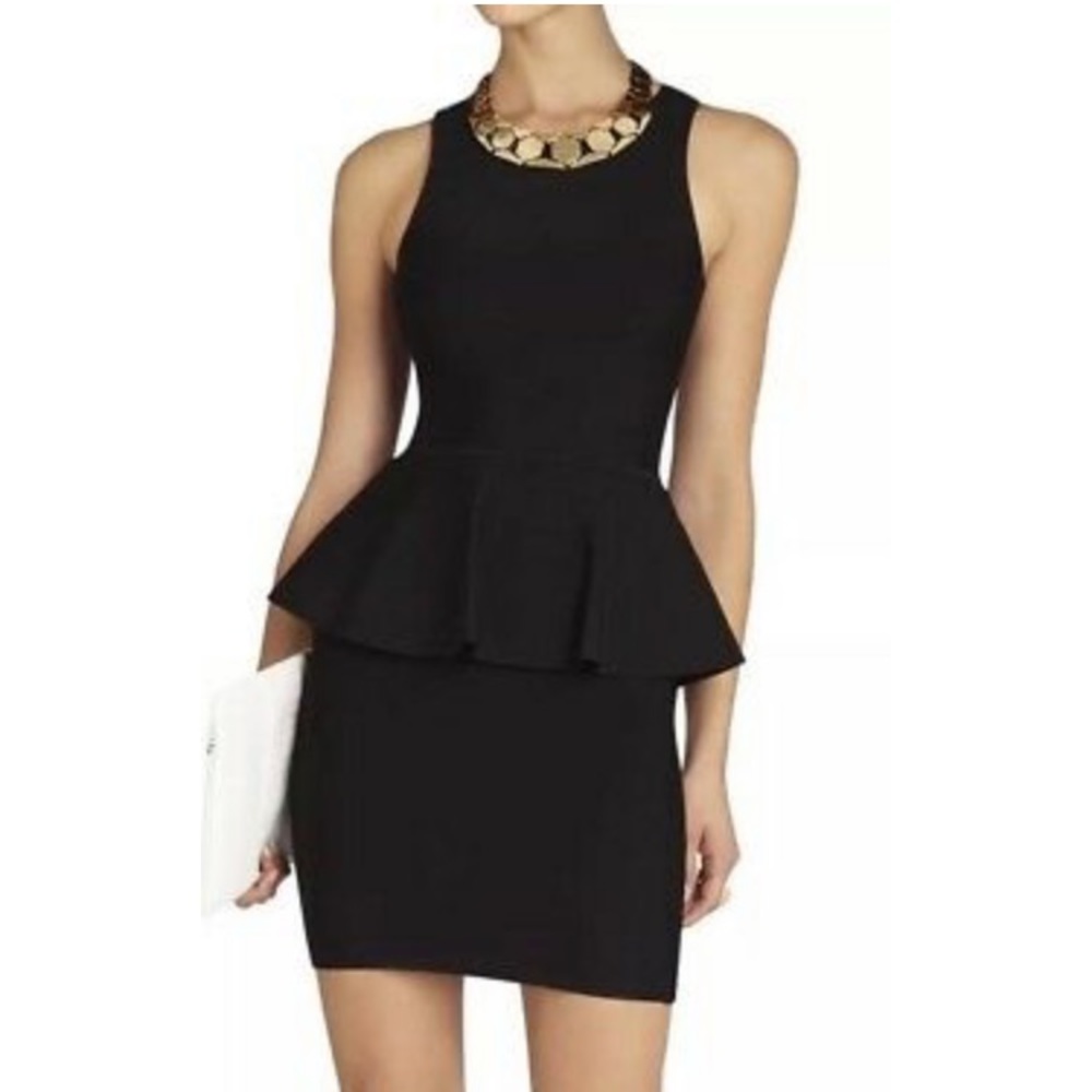 Black Bcbg peplum dress.